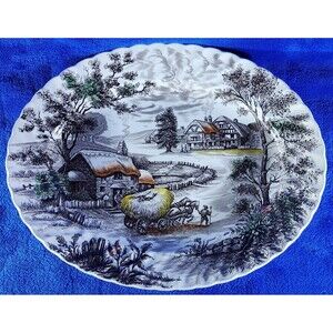 Yorkshire Staffordshire Ironstone England Scene PLATTER 14.25" L x 11.25" W